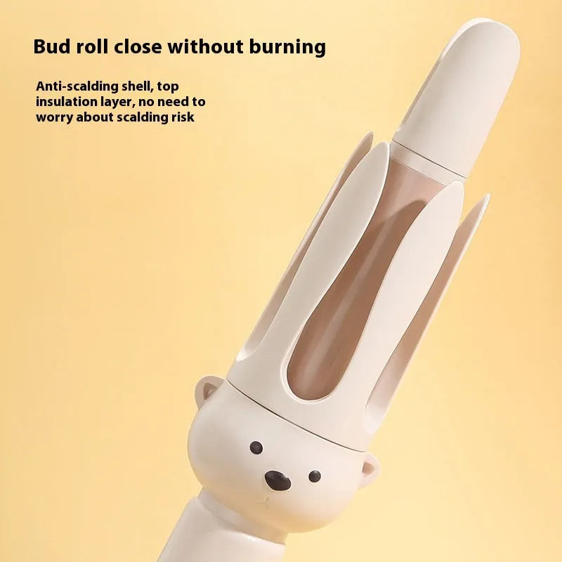 Beige anion automatic hair curler FS-H208 with negative ion technology and hair stick accessory
