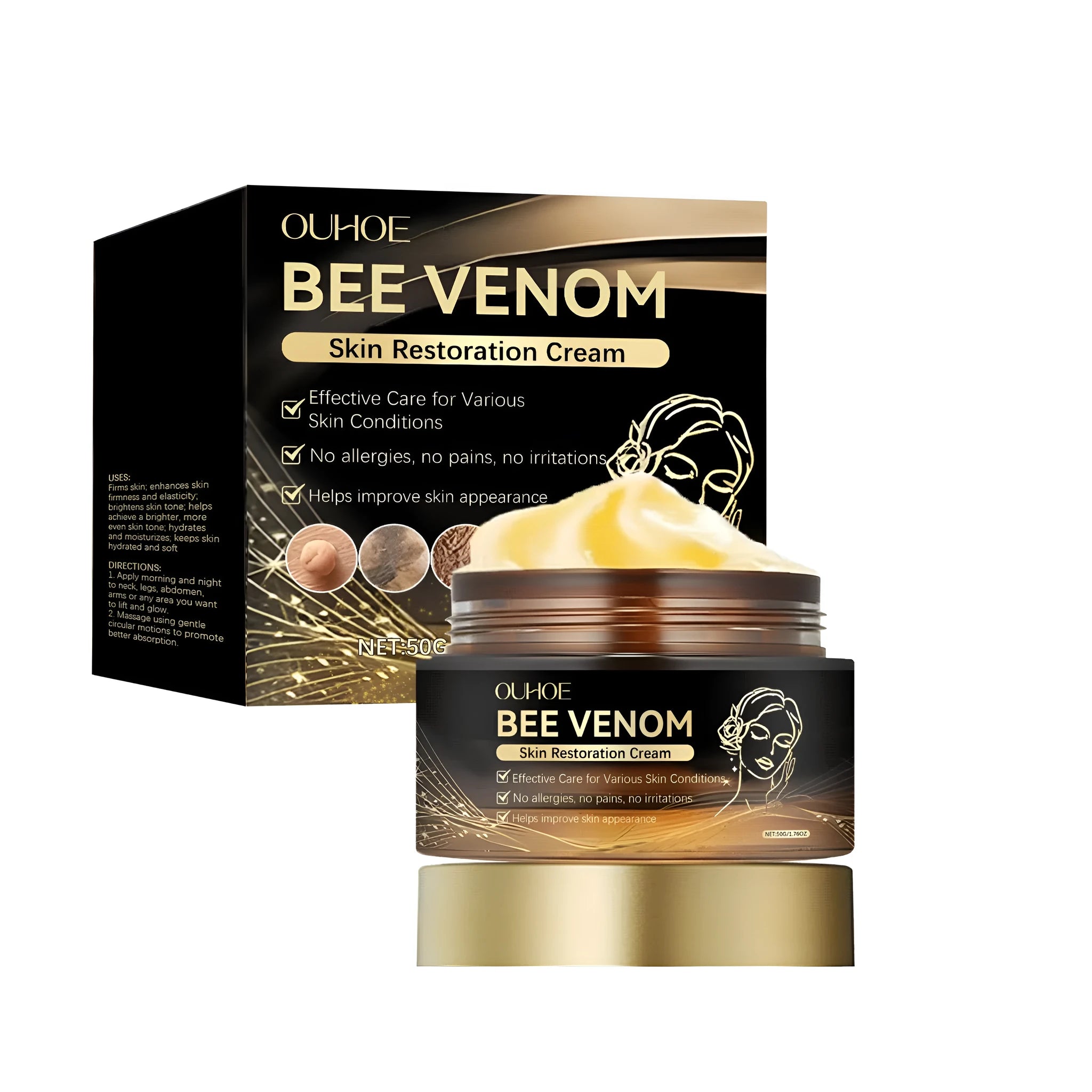 50g tube of skin repair cream containing bee venom and acetyl hexapeptide-8