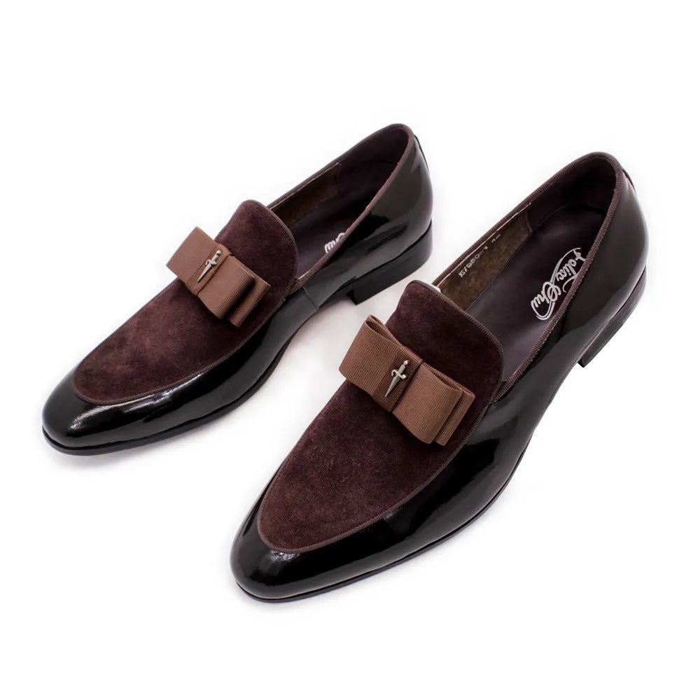 Men's matte patent leather shoes with tassel detail in European style