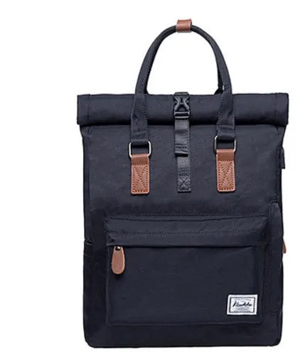 Polyester casual backpack showing internal computer pocket and cover opening mechanism