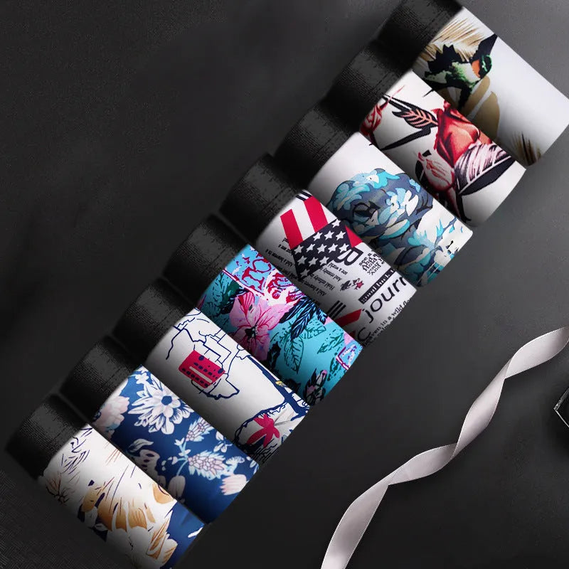 Men's ice silk personalised boxers in mid waist design available in plus sizes with colour options.