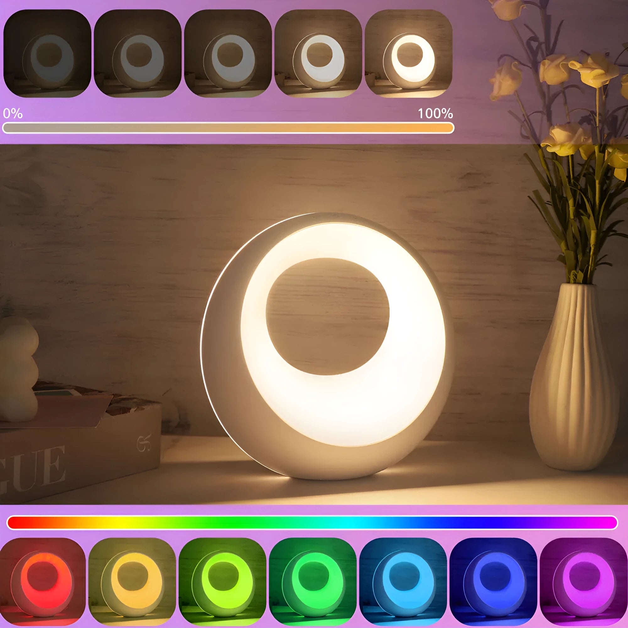 Creative Touch remote control RGB colour changing night lamp with compact dimensions and battery operation