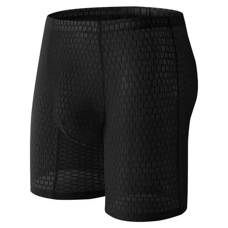 Men's solid colour lace boxer shorts for shaping, shown in multiple colours including rose red and black.