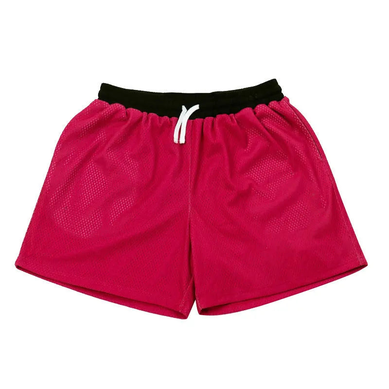 Men's mesh quick-drying shorts in black, red, grass green, purple or sky blue for running and fitness