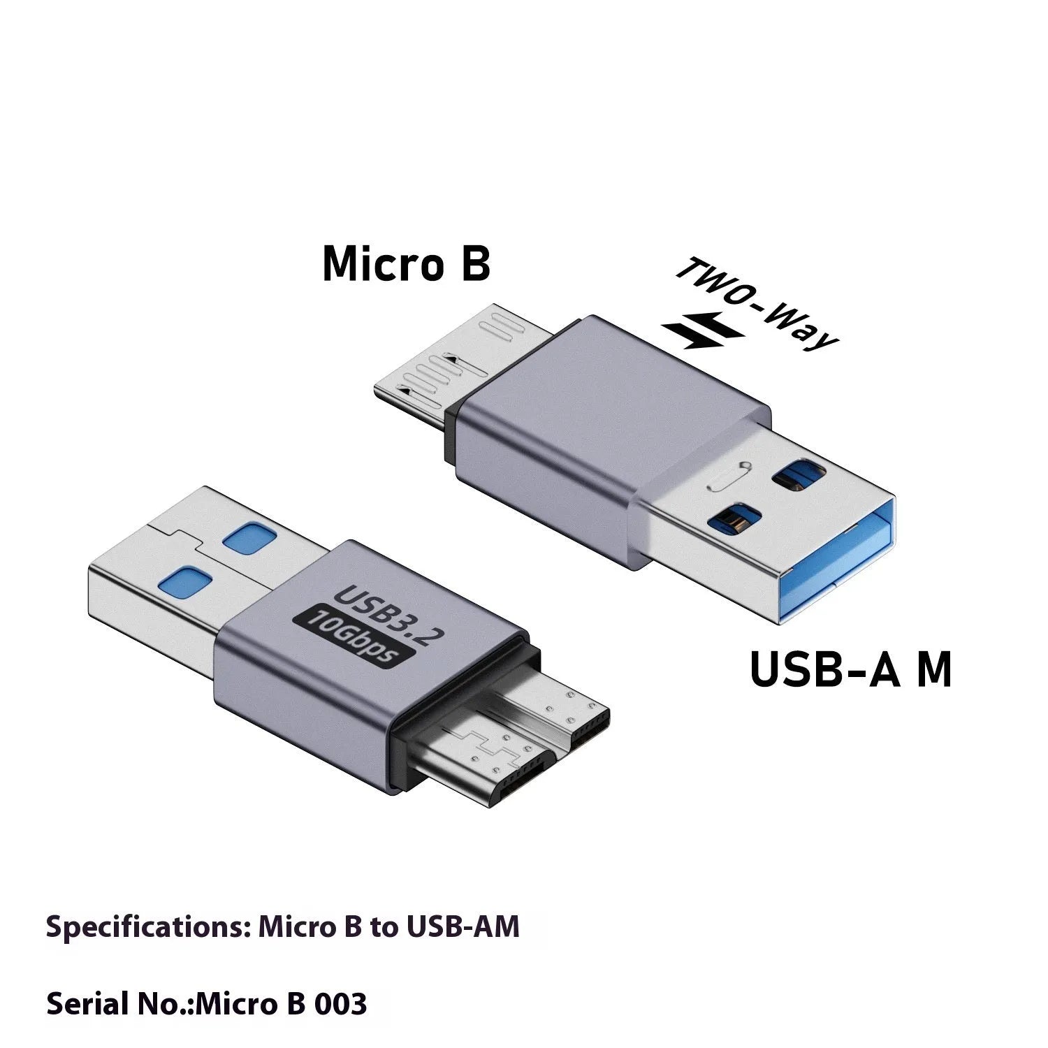 USB AM male to Micro-B male adapter connector for hard drives and phones