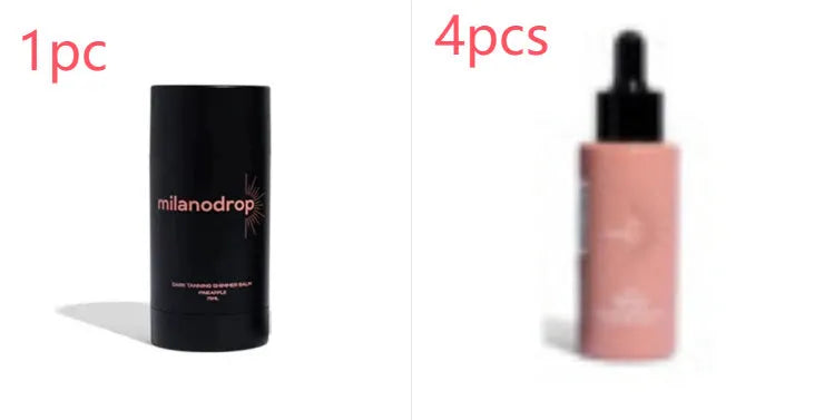 Matte Sun Tanning Black Liquid set showing 50ml tanning drops bottle and 75ml tanning flash cream tube.