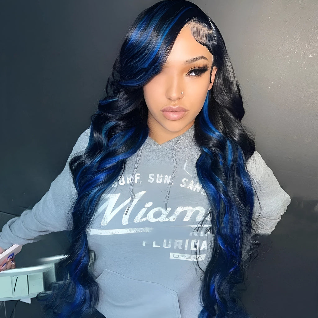 Real human hair lace front wig with 4x4 lace panel shown in a star fashion style