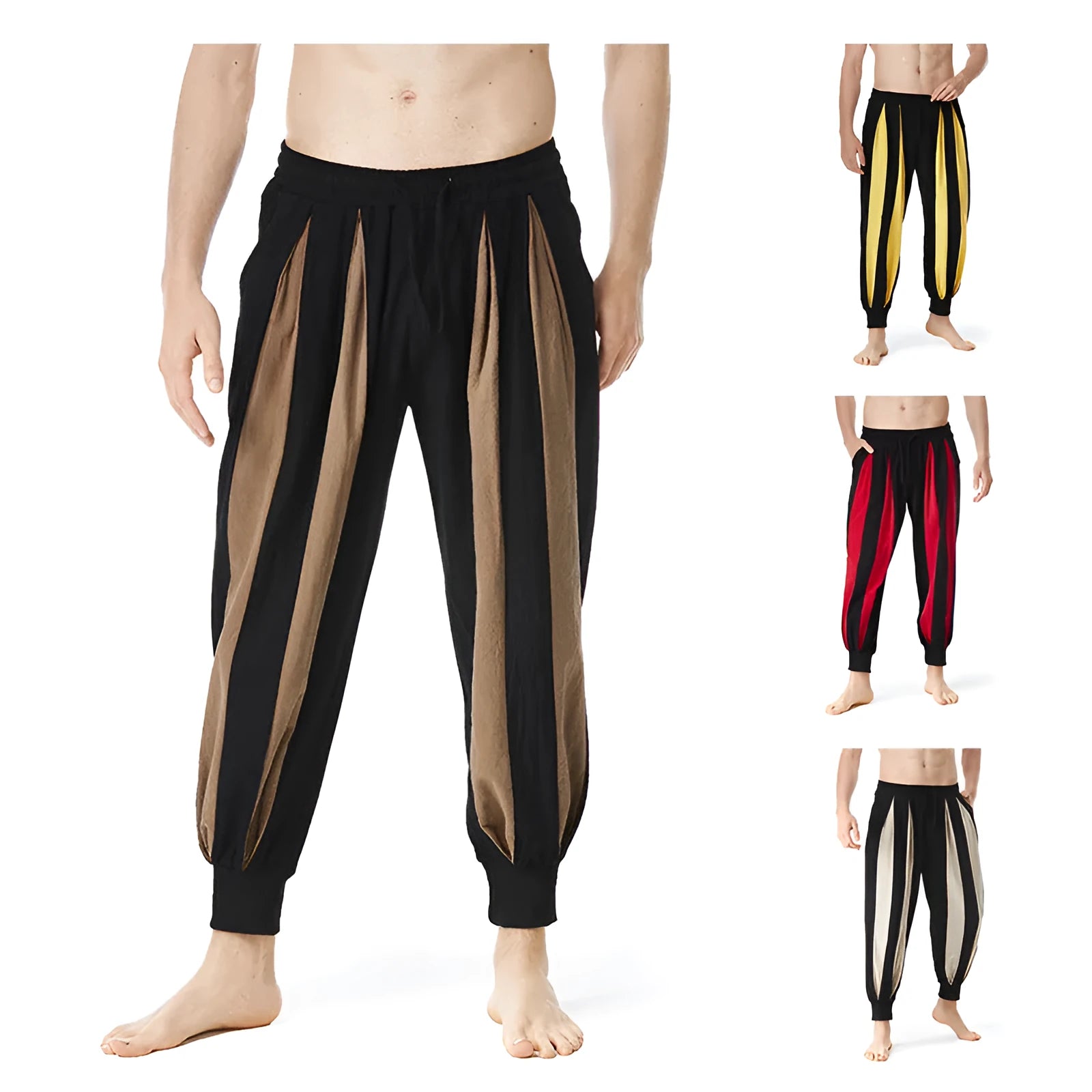 Men's straight-leg casual trousers in khaki colour, showing front view.