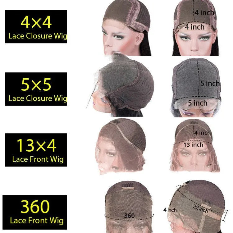 Real human hair lace front wig with 4x4 lace panel shown in a star fashion style