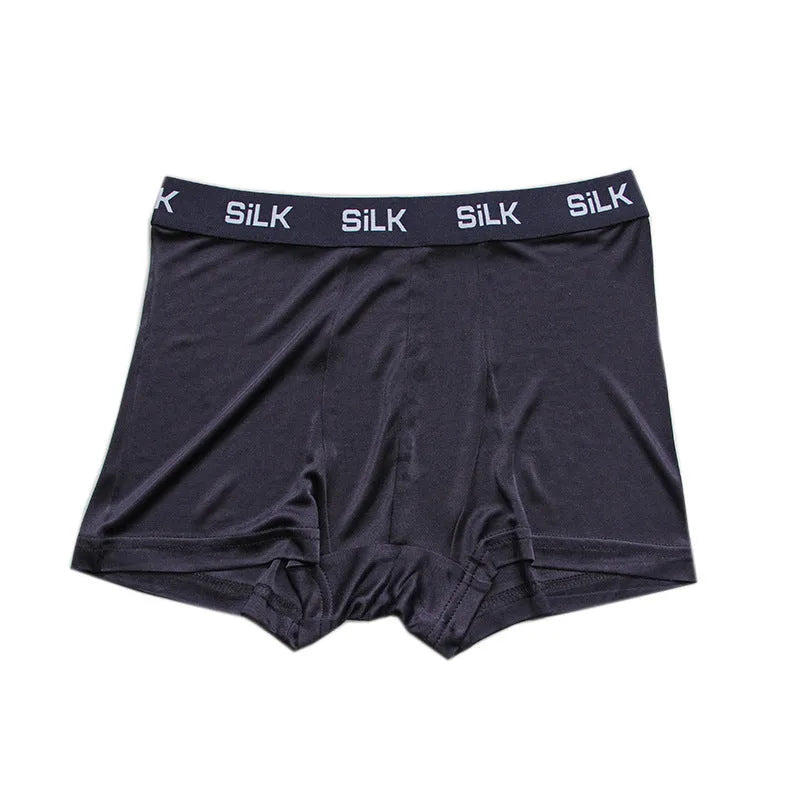 Men's silk loose shorts in navy blue colour with mid waist design