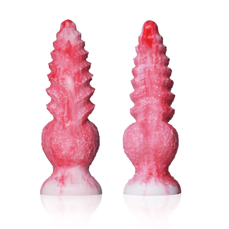 Pink platinum silicone penis-shaped masturbation device for women