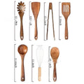 Natural beech wood 7-piece kitchen utensil set with spoons and spatulas