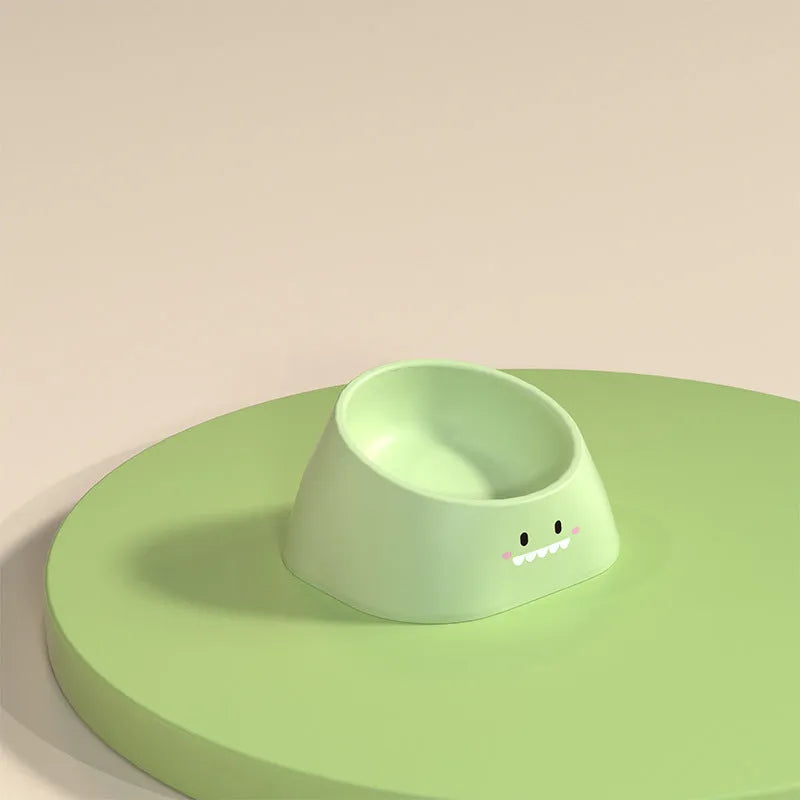 15-degree tilted cervical spine protection cat bowl in stainless steel and PP plastic with fall-resistant design