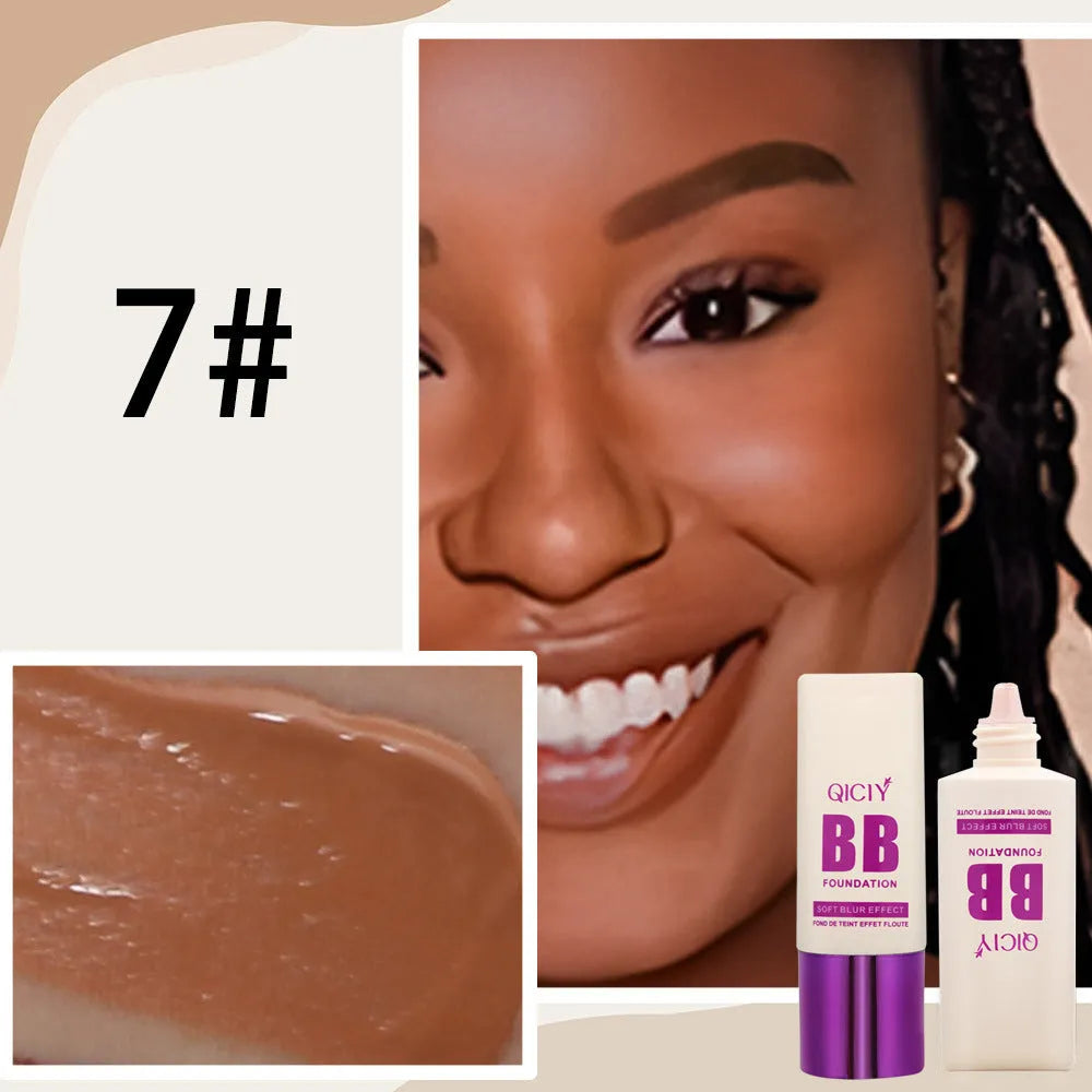 Feeding bottle containing liquid BB cream foundation in ten different shade numbers.