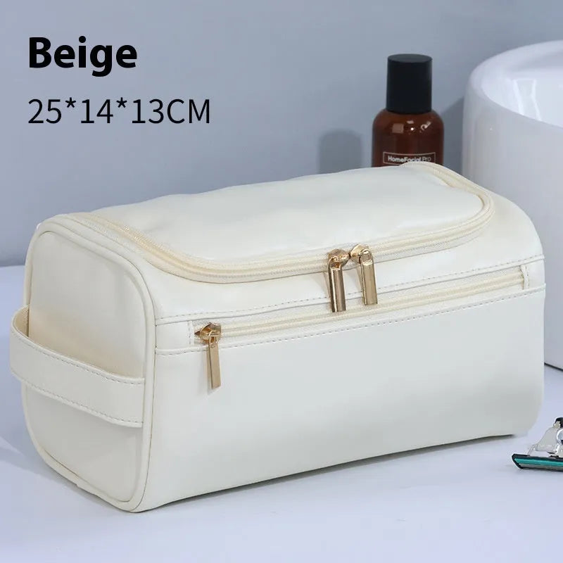Waterproof cosmetic storage bag in European American retro style with large capacity interior