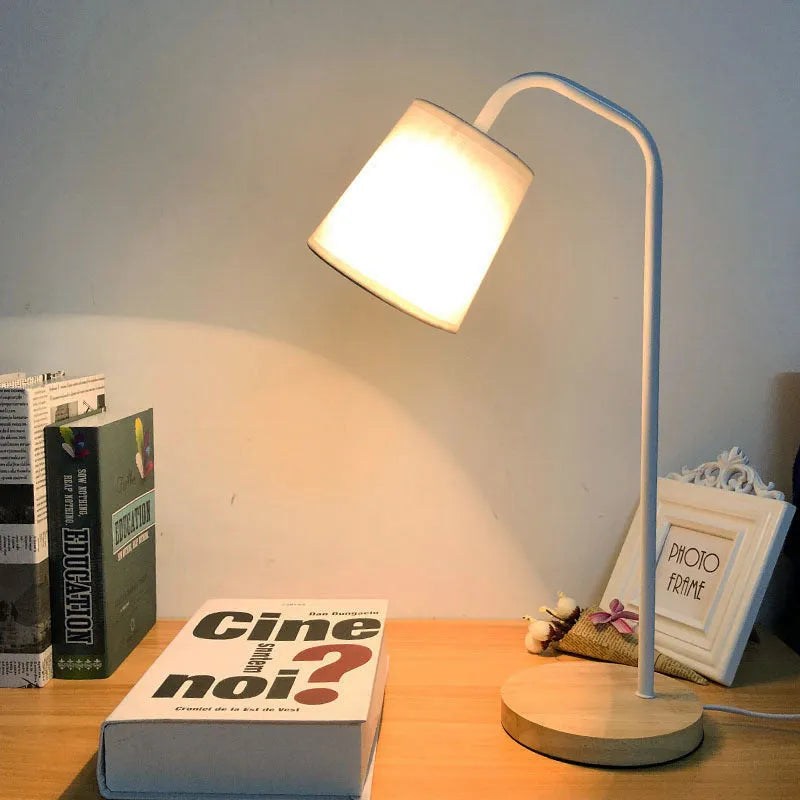 Modern Nordic table lamp with LED light source and solid wood base