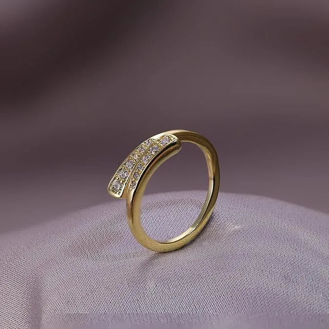 14K gold plated geometric toe ring with 0.5 thickness plating in rhinestone design