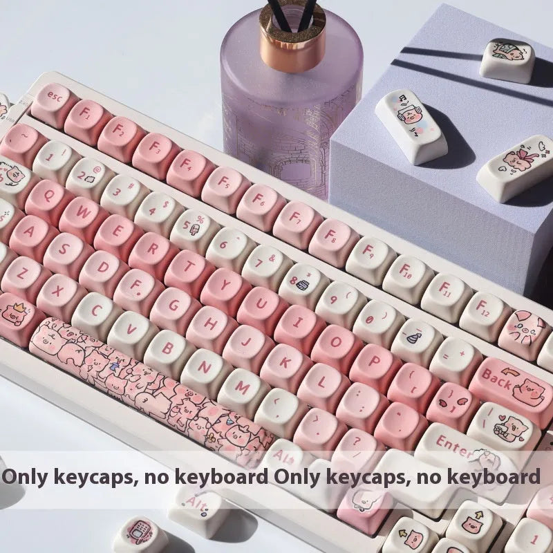 Pink Fragrant Pig PBT keycap with five-sided sublimation printing for mechanical keyboards