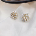 Korean style pineapple starfish pearl drop earrings with electroplated alloy and artificial gemstones