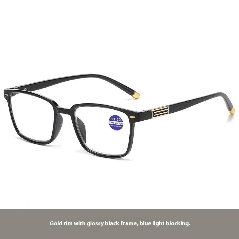 Multifocal reading glasses with anti-blue light and colour-changing lenses in various frame colour options