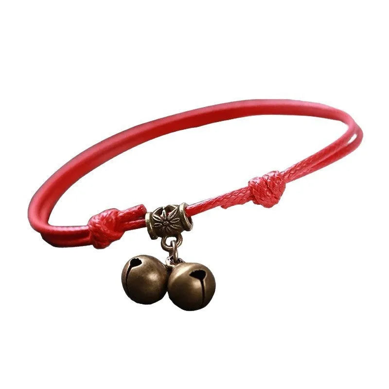 Adjustable nylon rope dog collar with brass bell or buckle in black, red or coffee colours