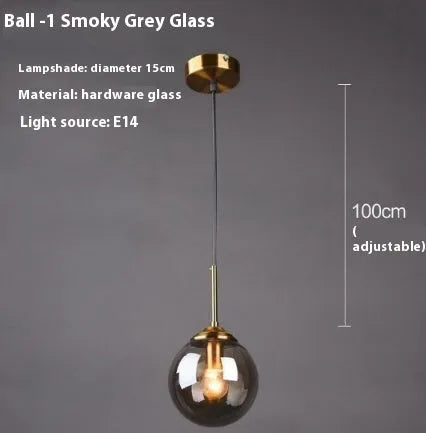 Nordic style round ball glass chandelier ceiling light with clear glass shades.