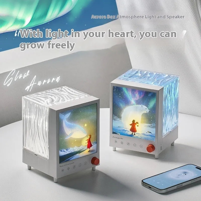 Aurora treasure box atmosphere projection lamp with star sea whale lighting effects