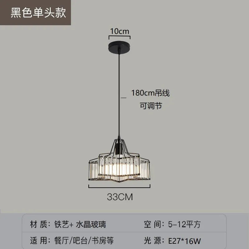 Modern crystal ceiling pendant lamp with LED lighting in gold finish showing crystal decorative elements