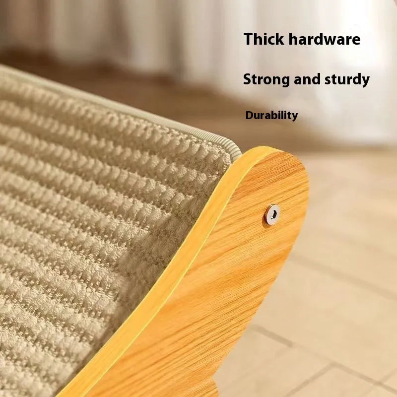 A sisal fabric cat scratch board in a pastoral style, shown in two available sizes.