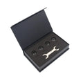 Bluetooth 5.0 automotive tire pressure monitoring system with four black external sensors and installation tools