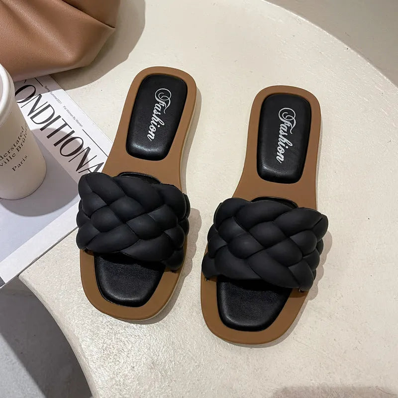 Women's plaid pattern anti-skid sandals with thick PVC soles in four colour options