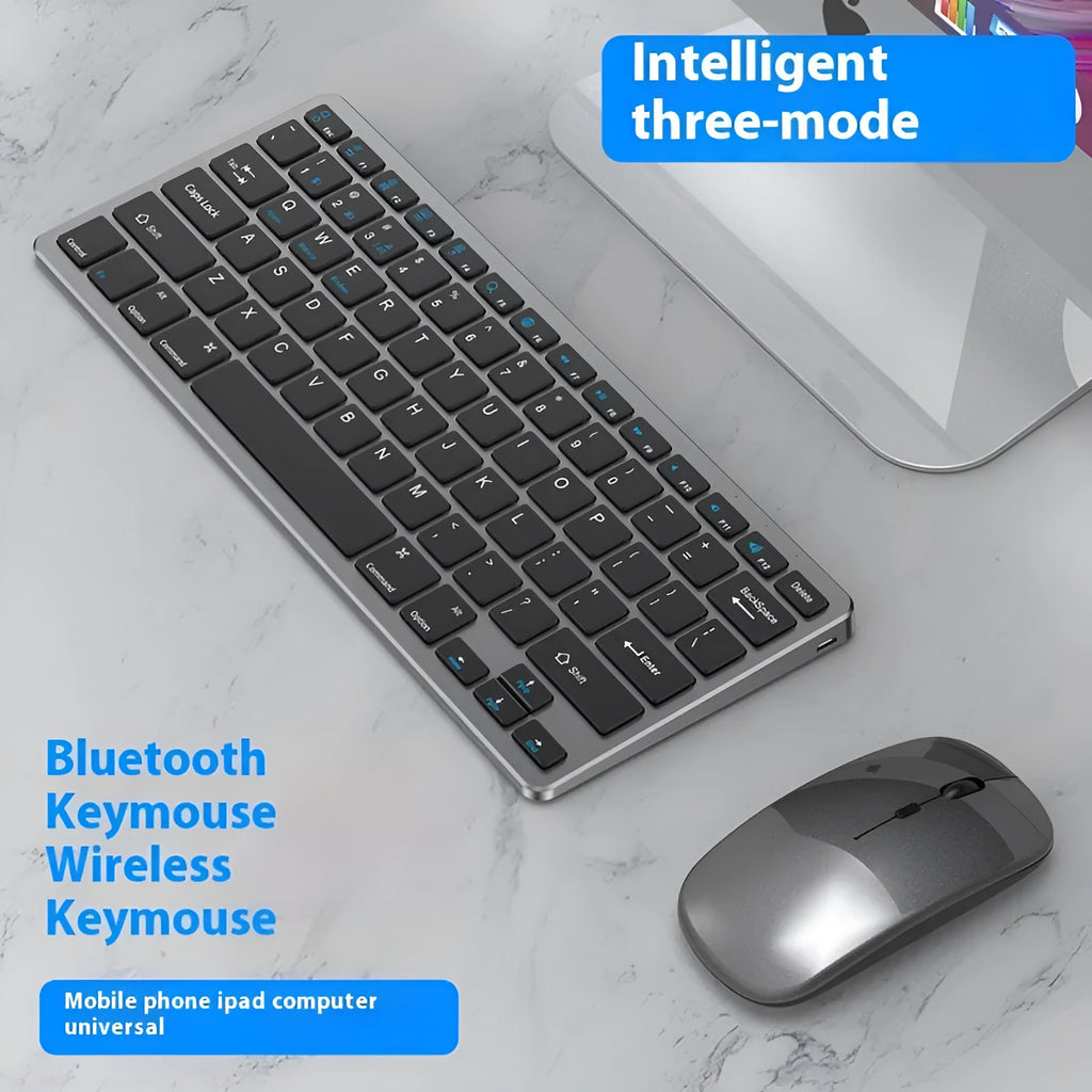 Ultra-thin wireless keyboard and mouse set in black colour with rechargeable design