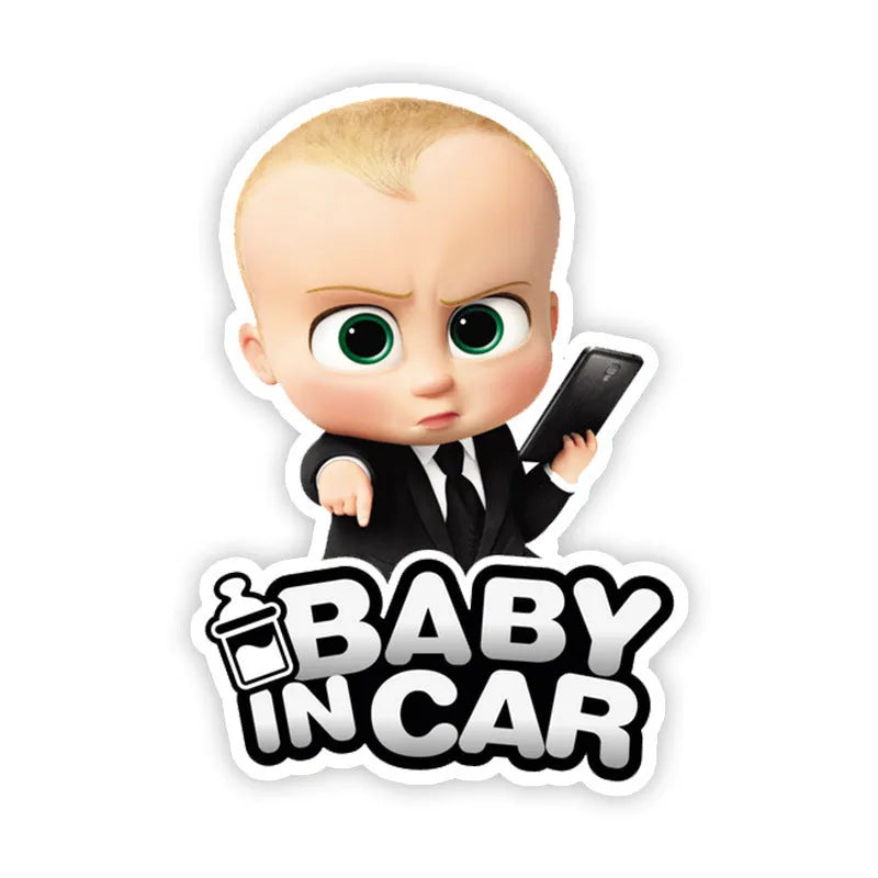 Baby on board car reflective sticker with PET material in baby-themed design for vehicle safety