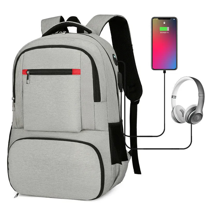 Oxford cloth insulated backpack with curved shoulder straps showing dry-wet separation compartments and pull rod belt accessory
