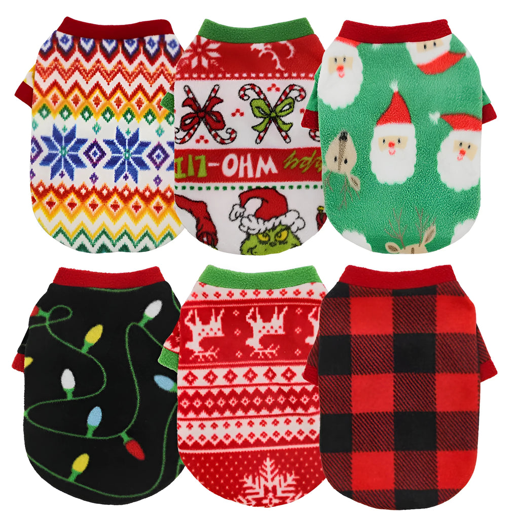 Christmas dog fleece sweater with festive colour in shaking fleece material