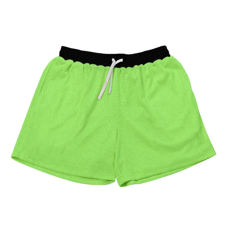 Men's mesh quick-drying shorts in black, red, grass green, purple or sky blue for running and fitness