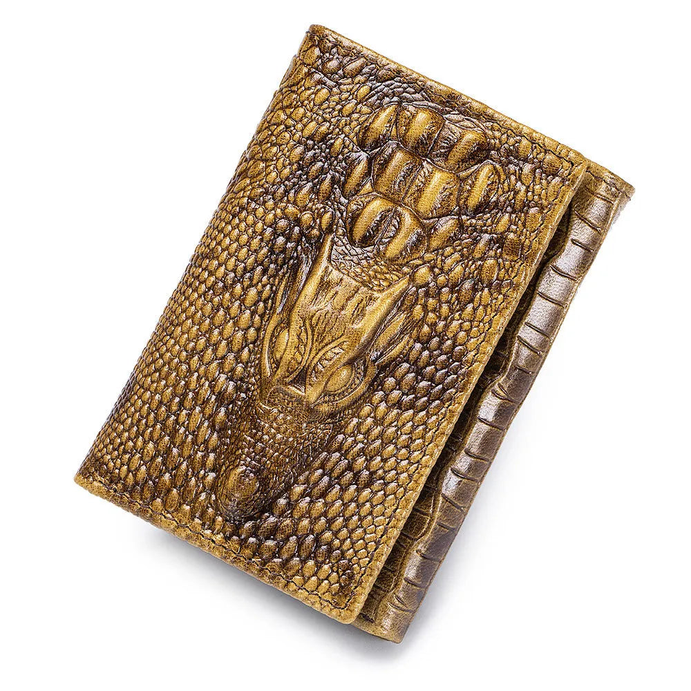 Men's genuine leather wallet solid colour dark brown first layer cowhide wear-resistant design