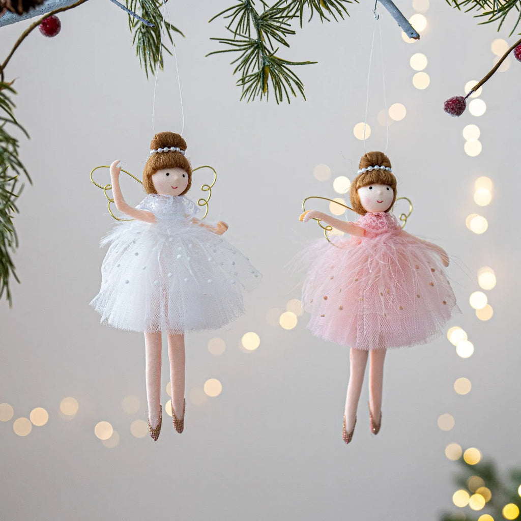 Pink and white ballet angel plush doll pendant with modern simplicity design