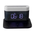 Mini black and white wireless charger desktop clock with night light and glass shell