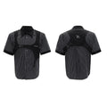 Men's silver sapporo striped cotton shirt with double collar lapel design and short sleeves