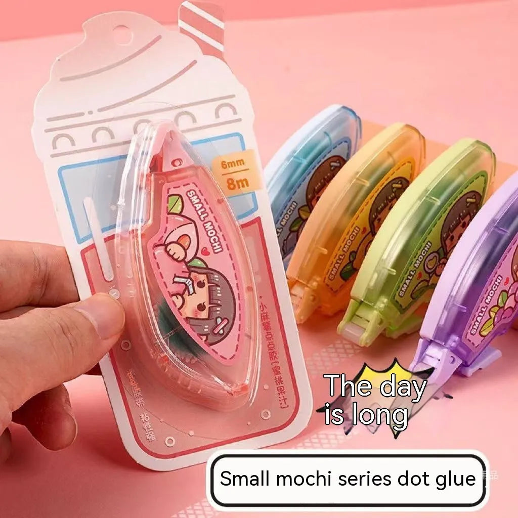 Dotting glue adhesive in peach juice colour with high viscosity traceless formula on card packaging