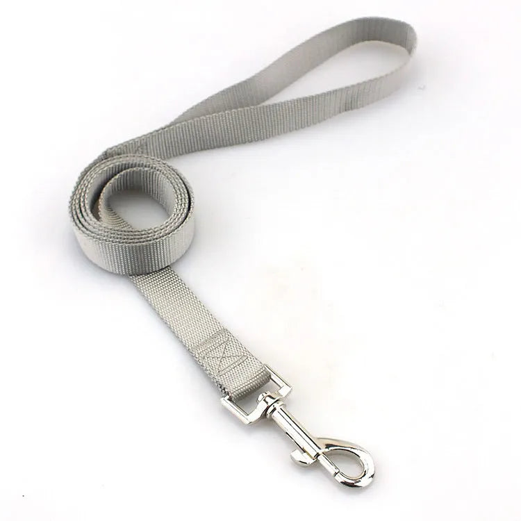 Solid colour dog lead rope in hand-holding loop design with various colour options displayed