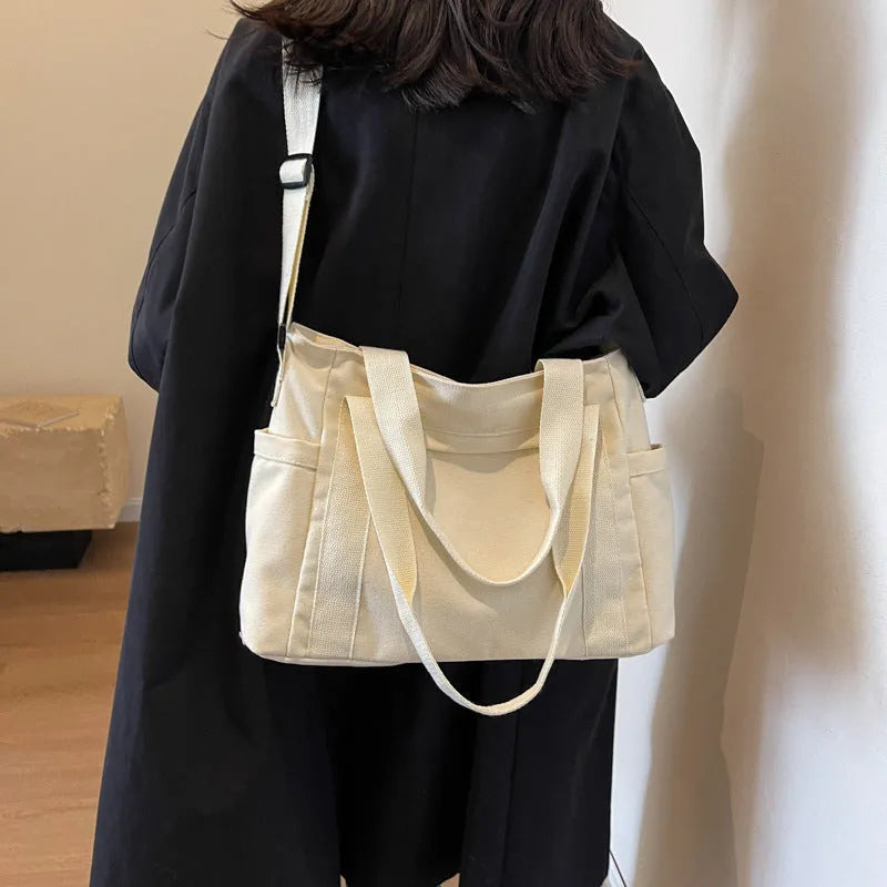 Large capacity polyester shoulder bag for women with internal mobile phone pocket
