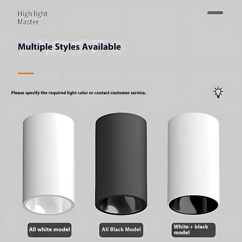 Round aluminium LED surface mounted spotlight in white finish with non-strobe isolated driver