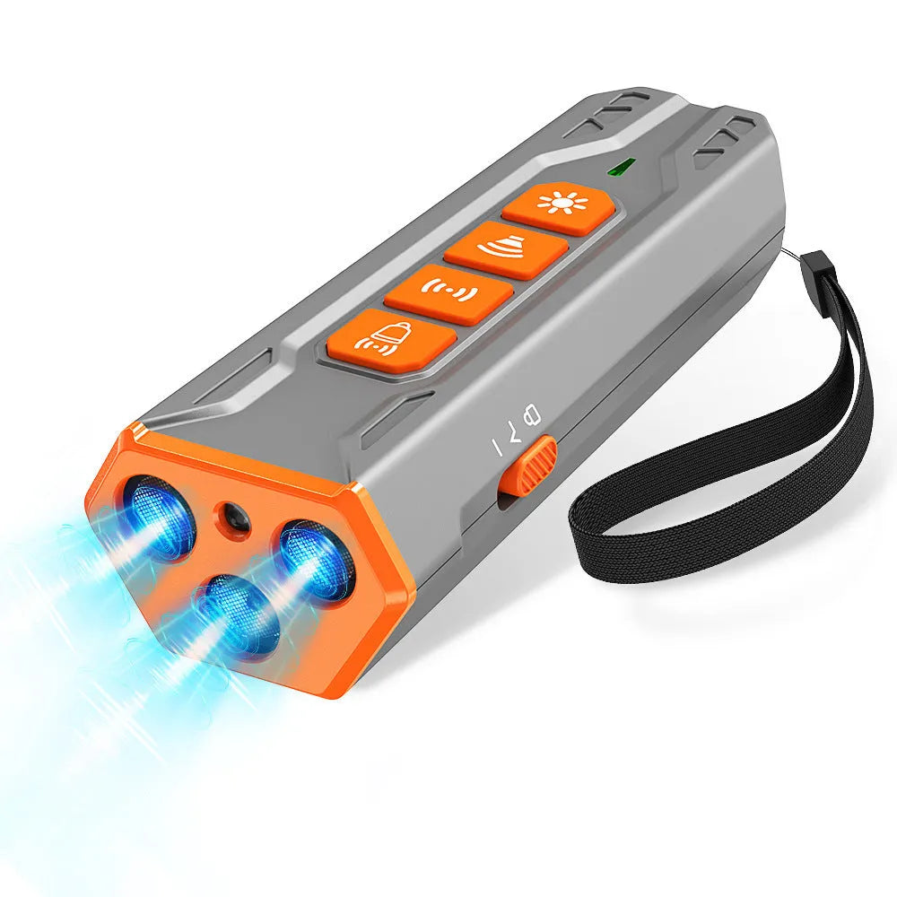 Three head ultrasonic pet trainer remote control in grey orange and black orange colour options