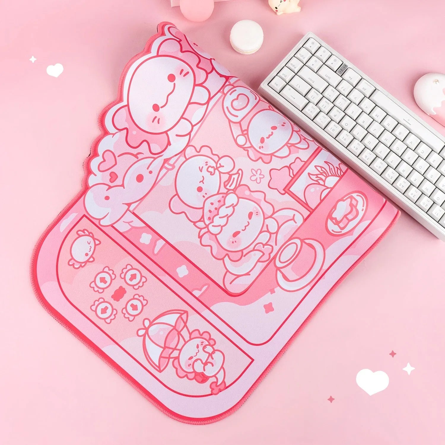 Hexagonal dragon crane machine pattern on 75×40cm cloth mouse pad with wrist support