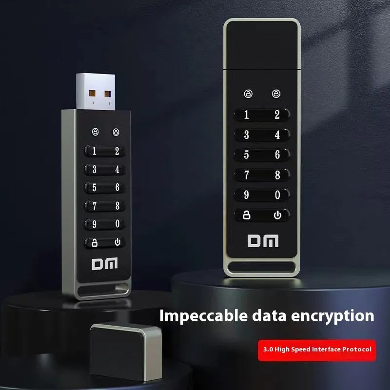 Metal encrypted USB flash drive with fingerprint sensor and digital button