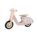 Pink wooden toddler balance scooter with a 10-inch wheel for children aged 1 to 6 years.