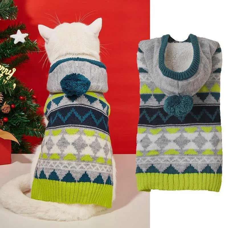 Classic diamond pattern pet sweater for dogs and cats in acrylic material