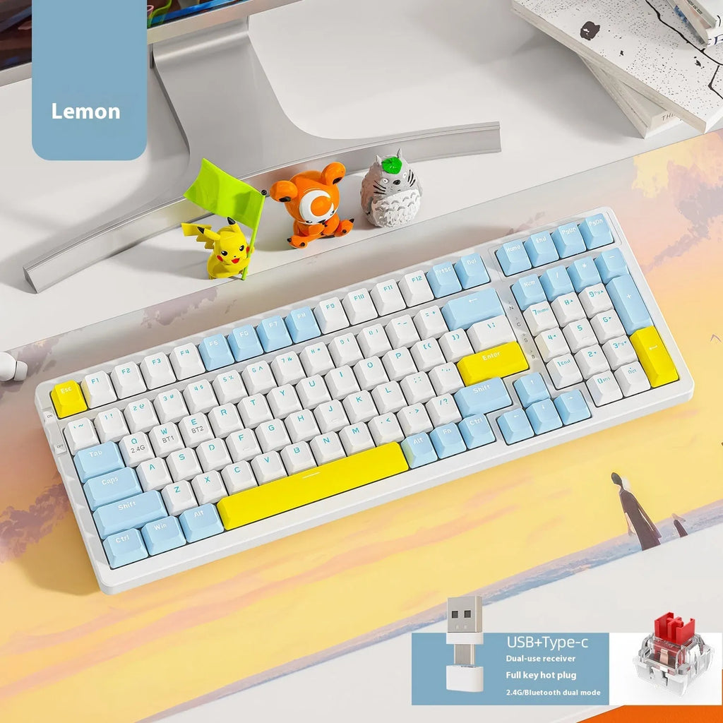 Bluetooth wireless mechanical keyboard with red switches in multiple colour options